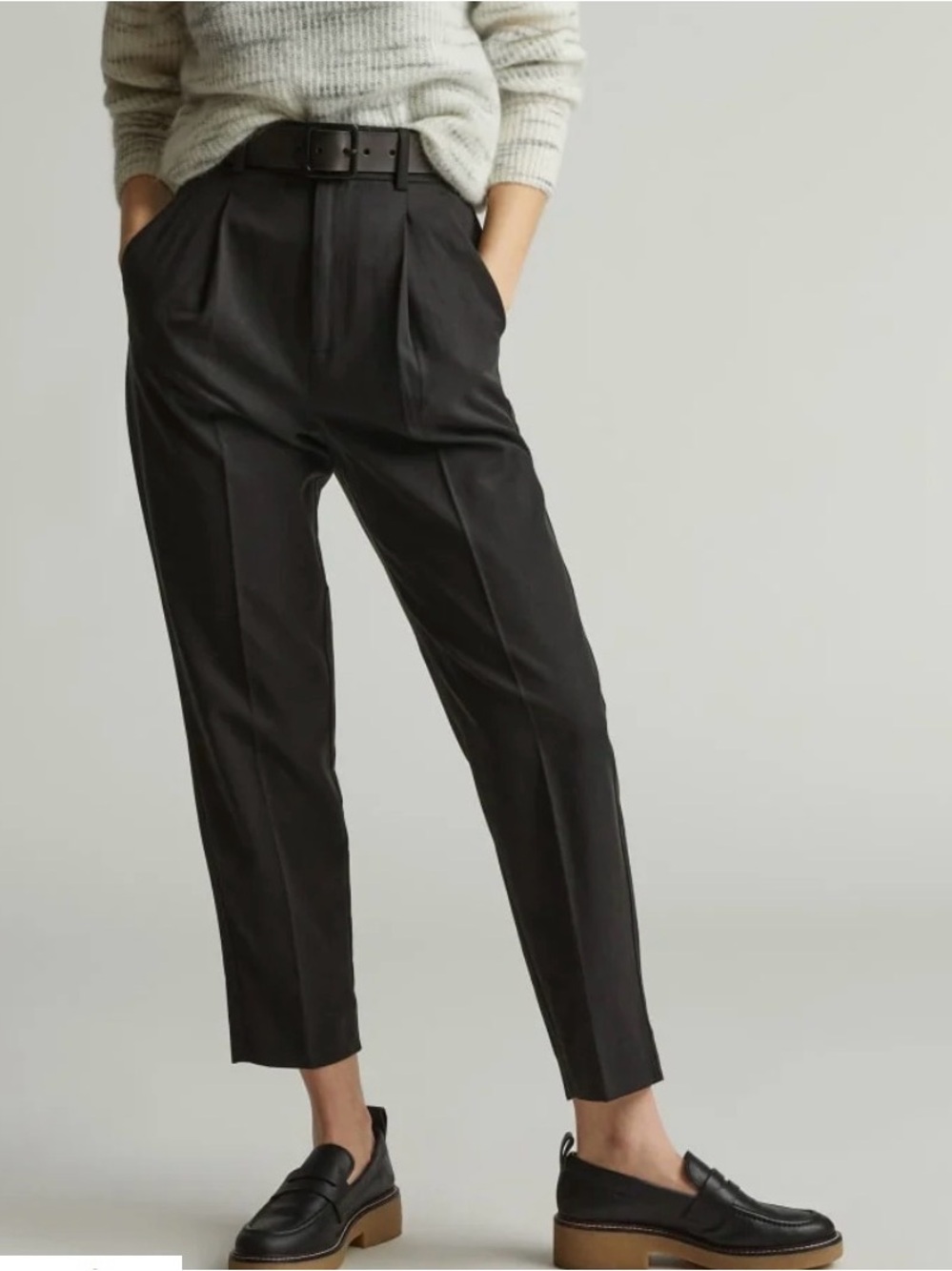 Everlane THE DRAPER TAPERED PANT IN BUTTERSMOOTH Black Size 8